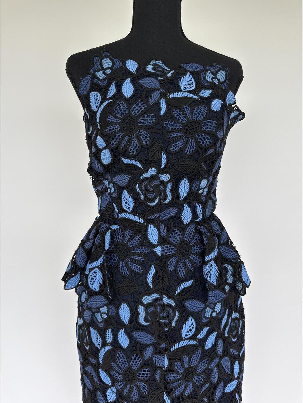 Elliatt Optic Floral Lace Strapless Midi Dress Navy Blue Size S - Picture 4 of 8